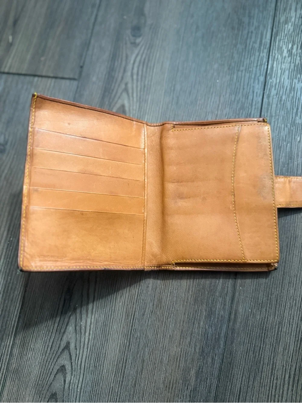 Vintage Hunting World Green Brown Leather Bifold Wallet Coin Purse Luxury Rare